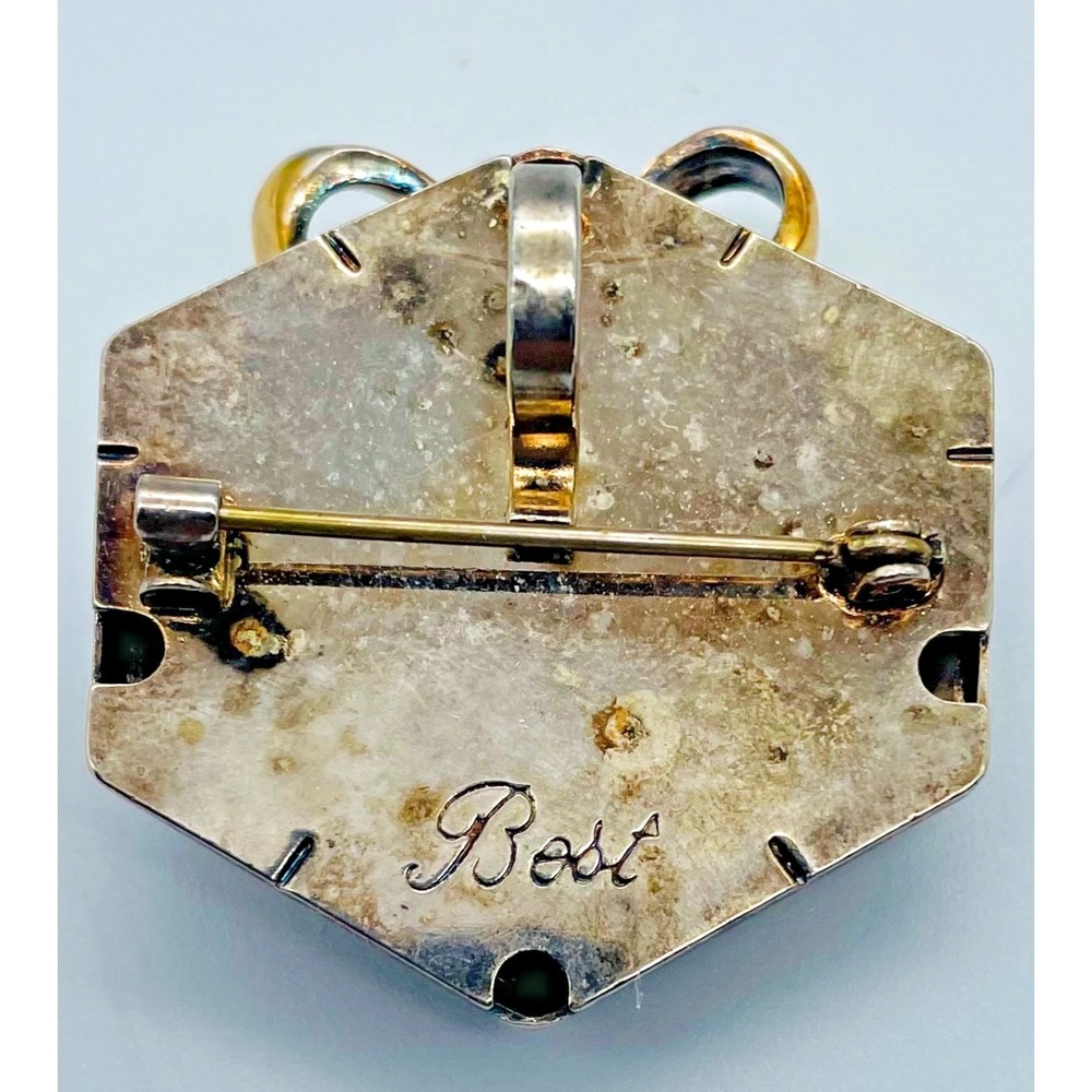 1.5" Best Silverplate Gift Box Brooch Marked Vintage - Picture 2 of 2
